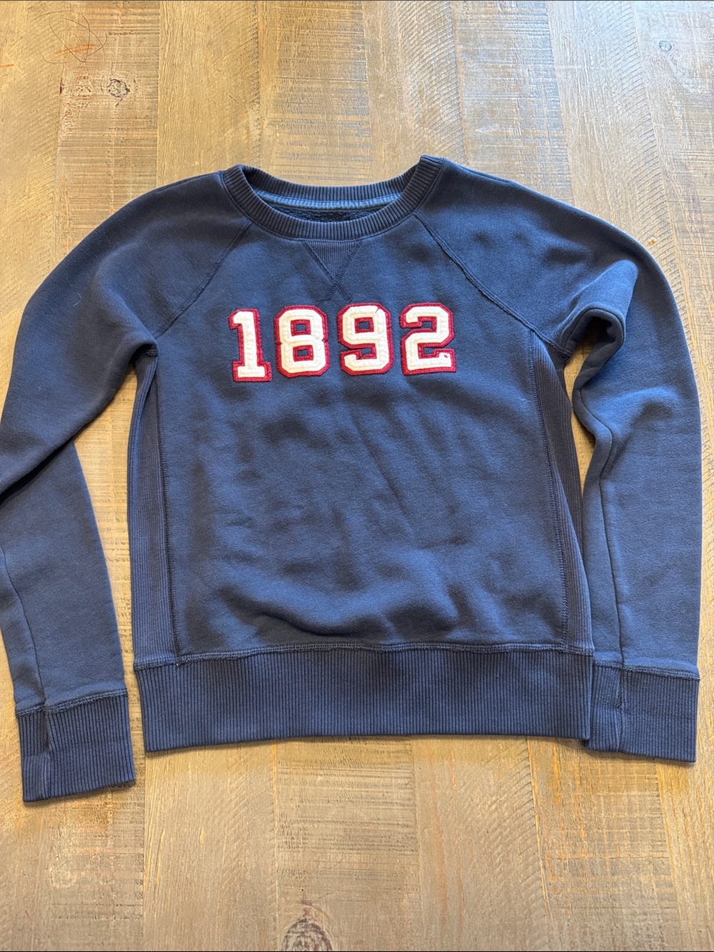 Abercrombie & Fitch Navy Label Sweatshirt with Cream & Red Embroidery